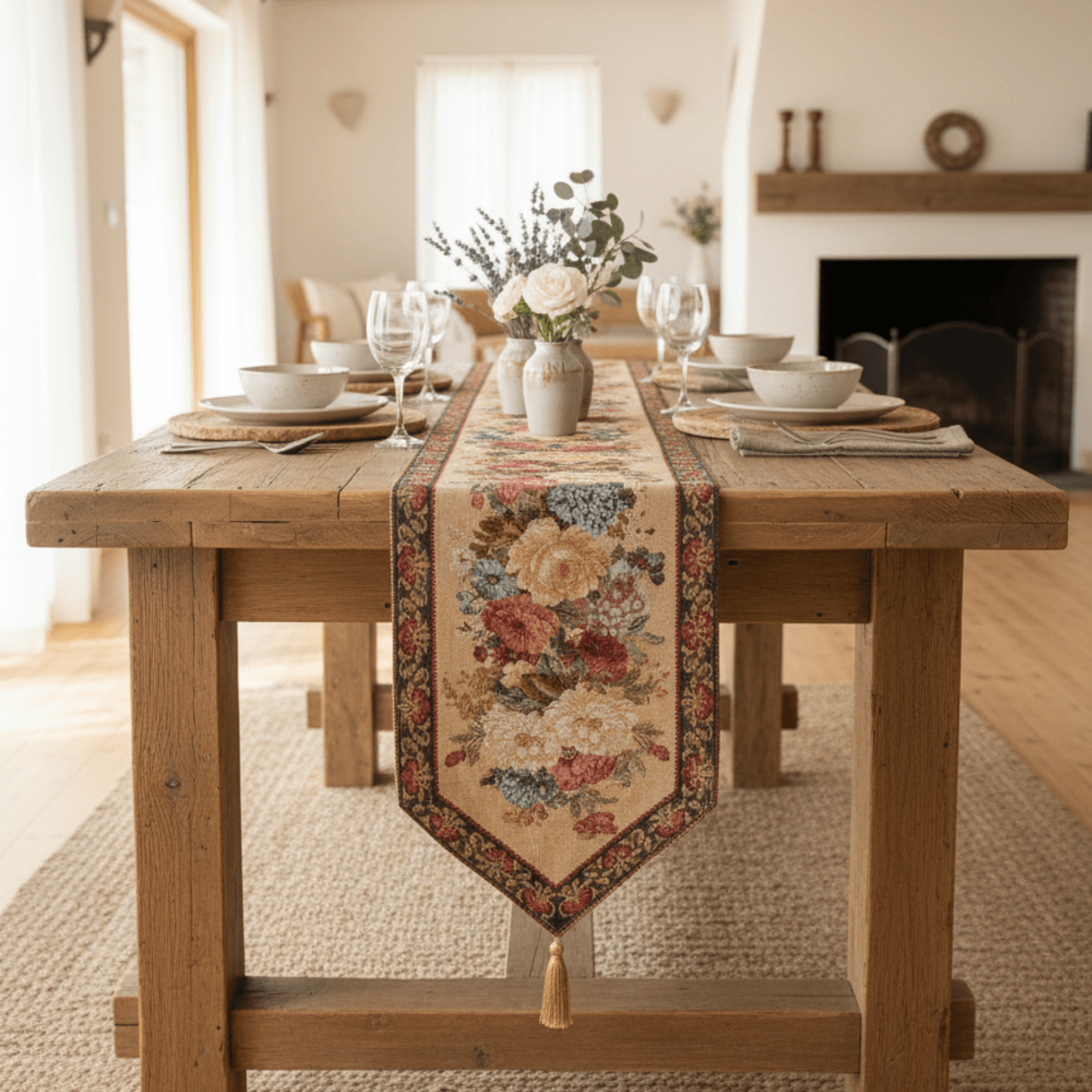 Tache Colorful Country Rustic Floral Morning Awakening Table Runner - Metromarketstore