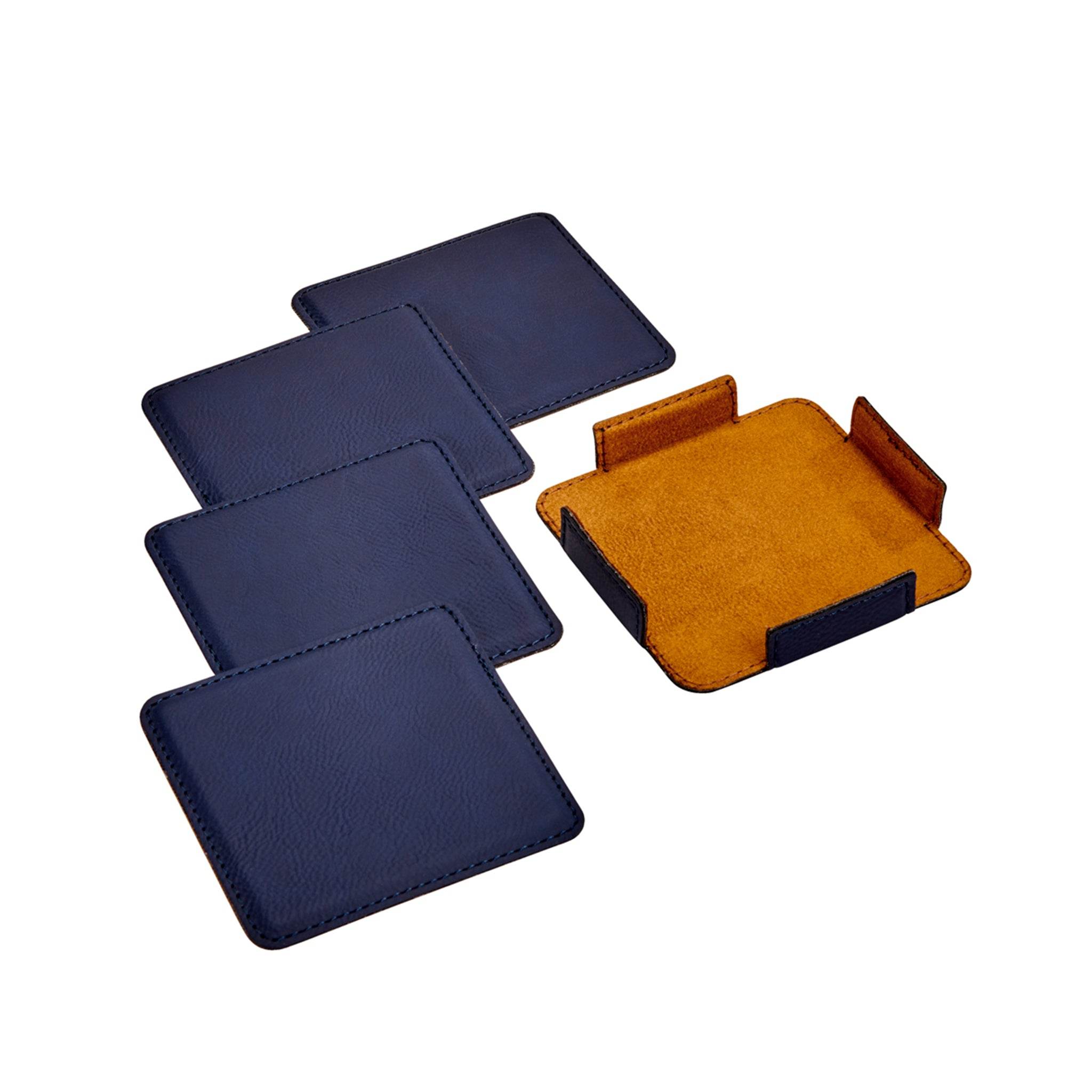 Set Of 4 Leatherette Coasters - Navy - Metromarketstore