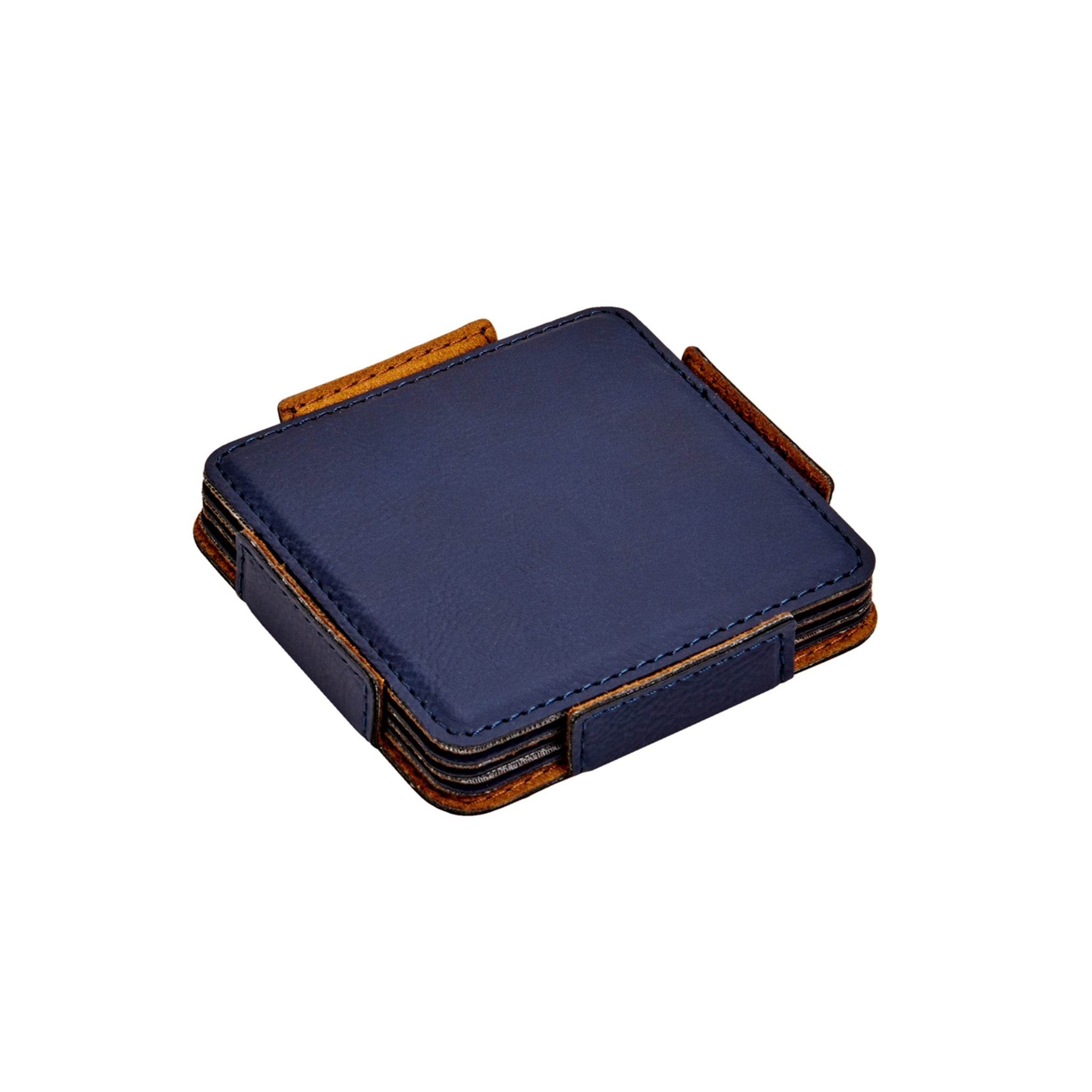 Set Of 4 Leatherette Coasters - Navy - Metromarketstore