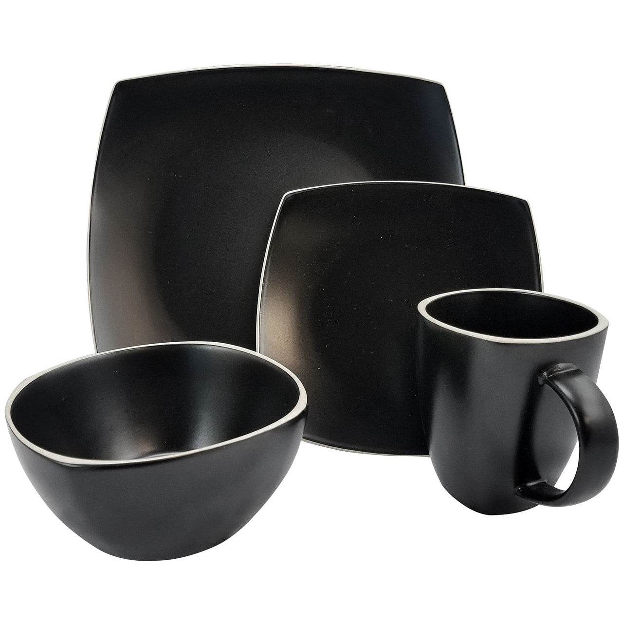 Gibson Soho Lounge Matte 16-Piece Dinnerware Set, Black - Metromarketstore