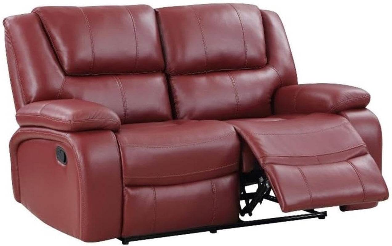Red Faux Leather Reclining Loveseat rana-1