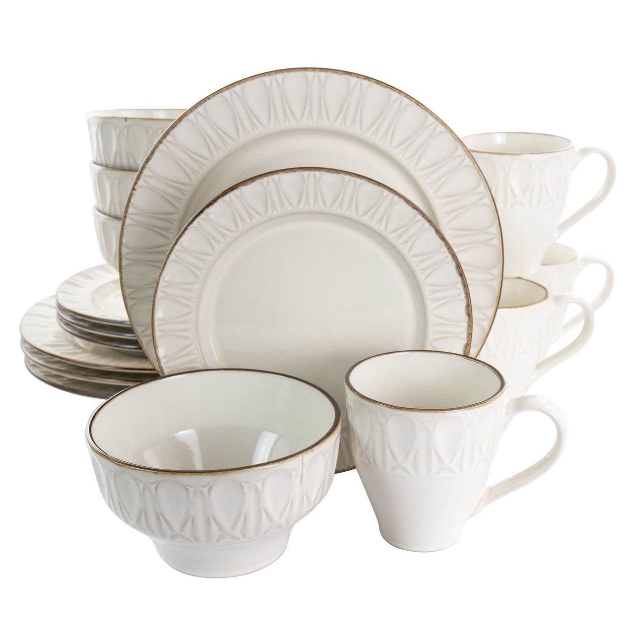Gibson Elite Golden Halo 16 Piece Stoneware Dinnerware Set - Metromarketstore