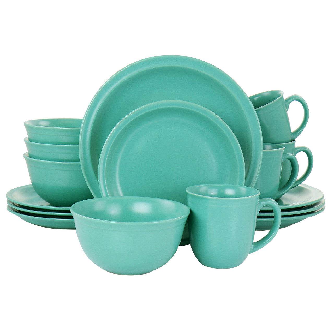 Gibson Home 16 Piece Siam Stoneware Dinnerware Set in Green - Metromarketstore