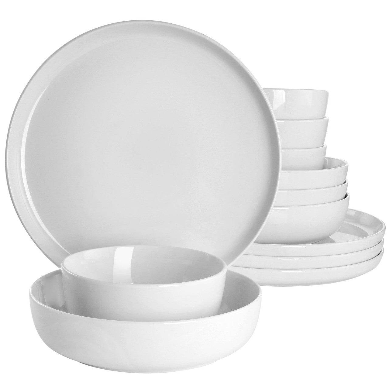 Gibson Home Avisala 12 Piece Fine Ceramic Dinnerware Set in White - Metromarketstore