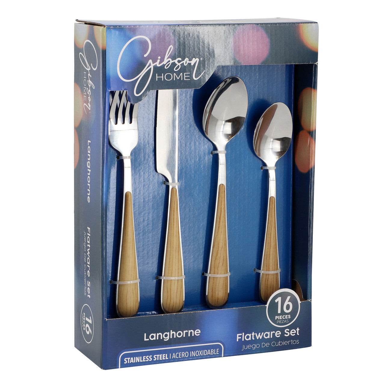 Gibson Home 16 Piece Langhorne Stainless Steel Flatware Set in Brown and Silver - Metromarketstore