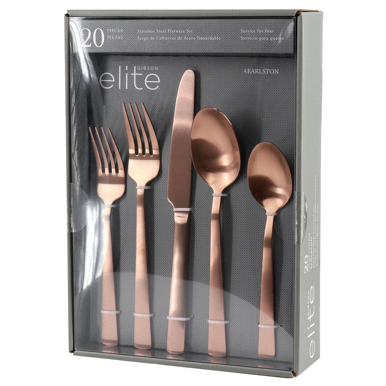 Gibson Elite Earlston 20 Piece Stainless Steel Flatware Set in Bronze - Metromarketstore