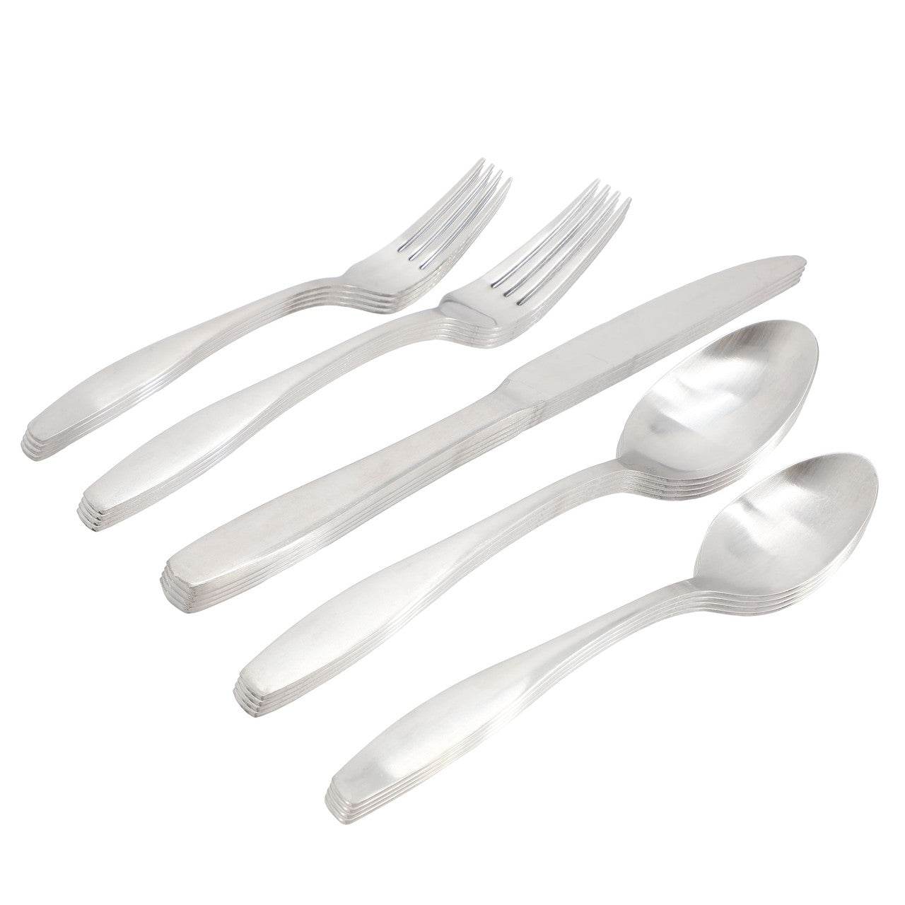 Gibson Home Karlton 20 Piece Stainless Steel Flatware Set in Matte Silver - Metromarketstore