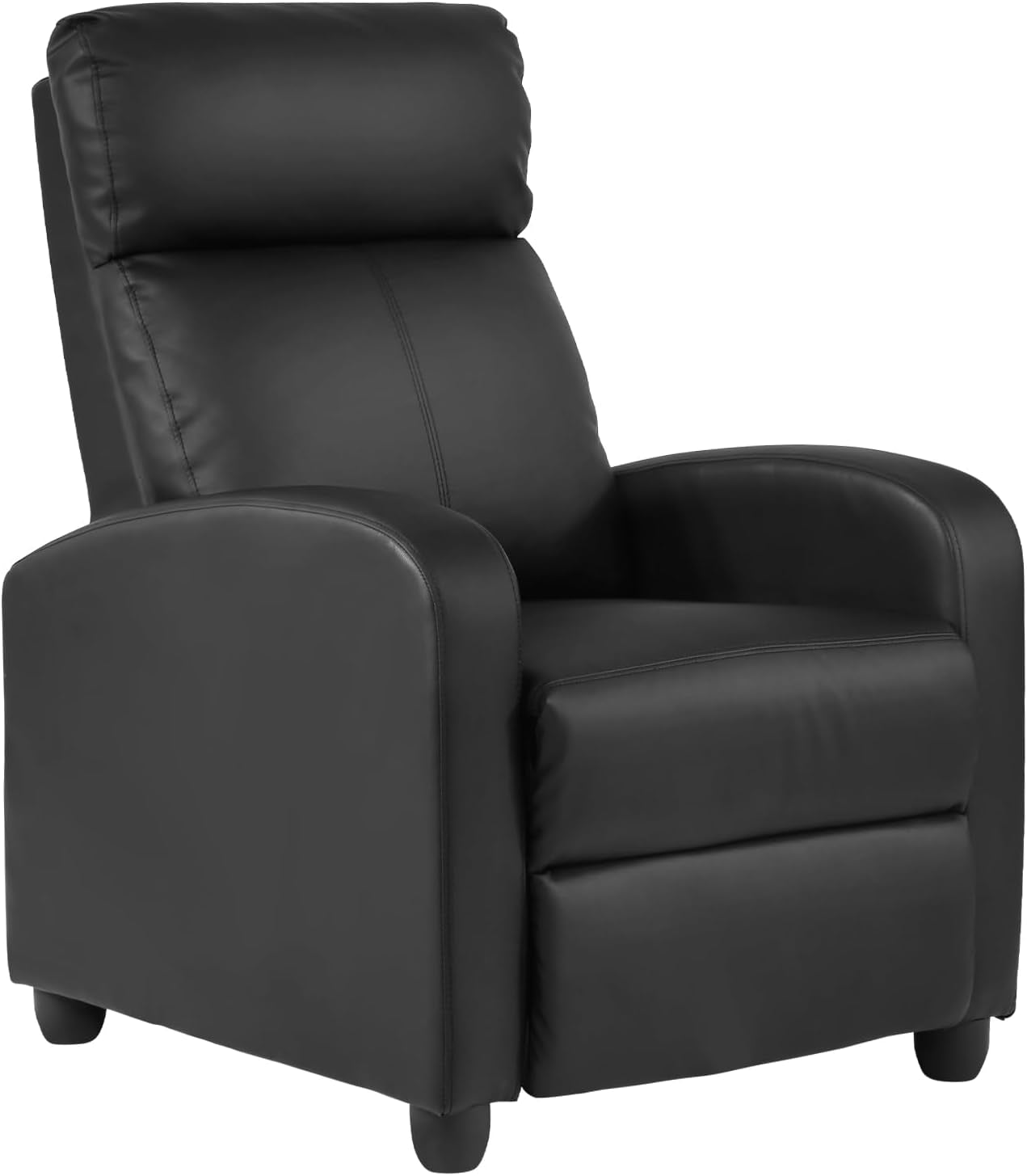 Recliner Chair PU Leather Recliner Sofa Home Theater Seating with Lumbar Support Overstuffed High-Density Sponge Push Back Recliners Armchair for Living Room,Black-0