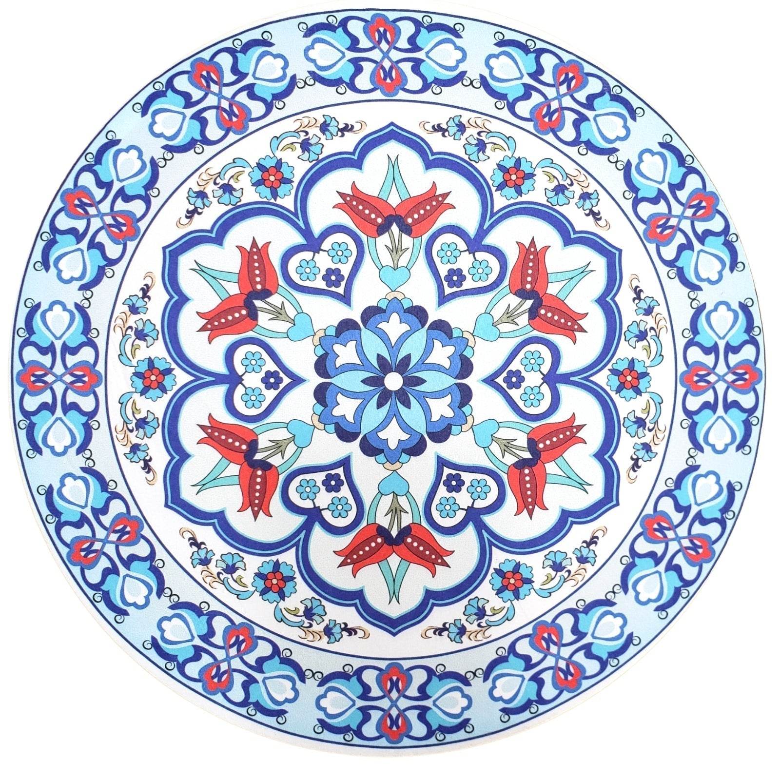Set of 4 Round Placemats Covers Blue Beautiful Mandala 14 Dia inch - Metromarketstore