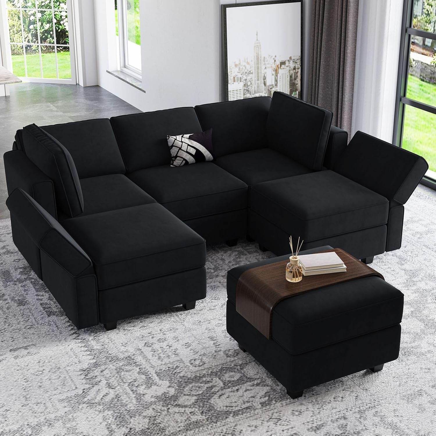 Modular Sectional Sofa Velvet Couch with Chaise - Metromarketstore