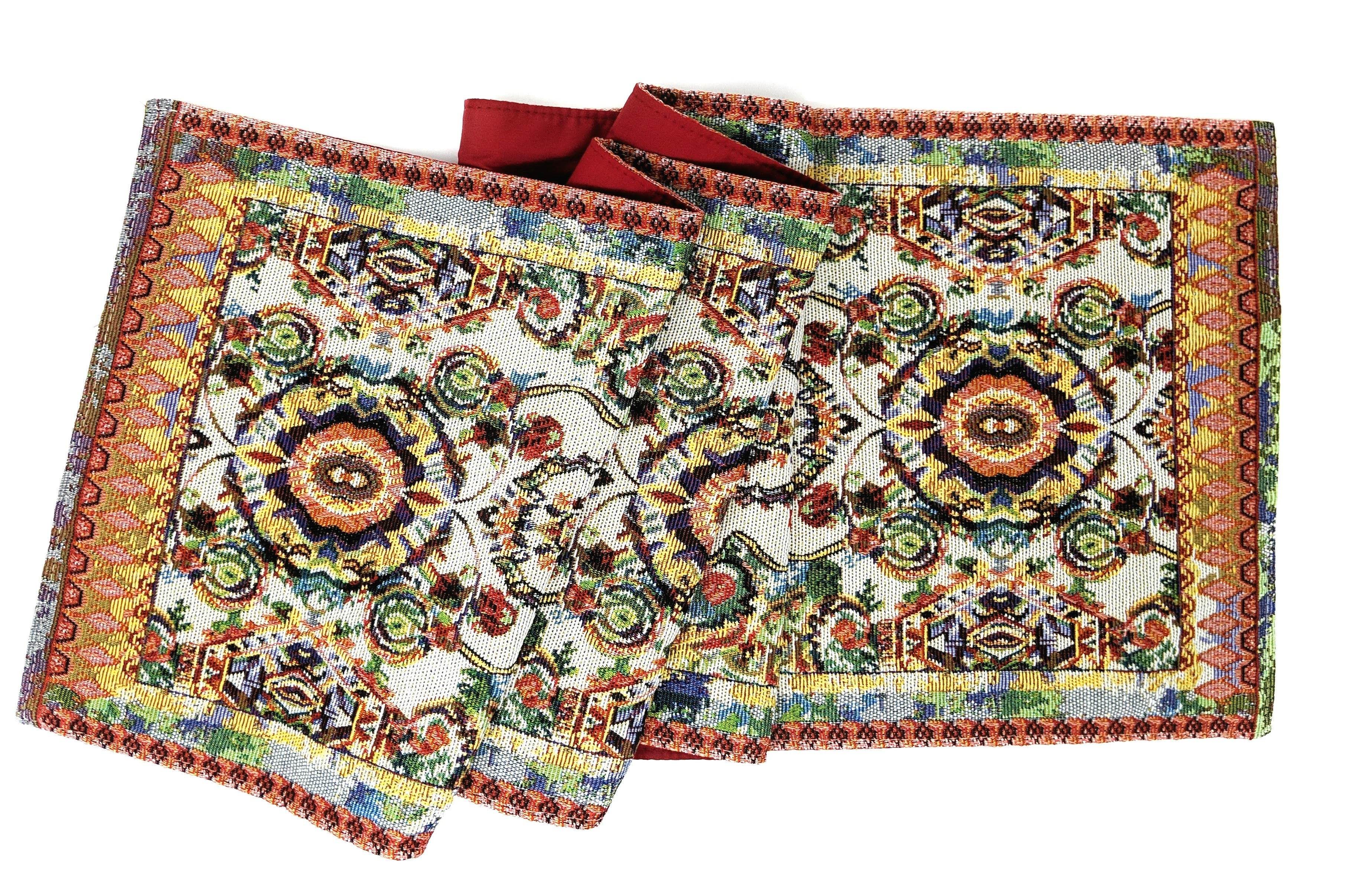 Tache Elegant Ivory Colorful Ornate Paisley Woven Tapestry Table Runner - Metromarketstore