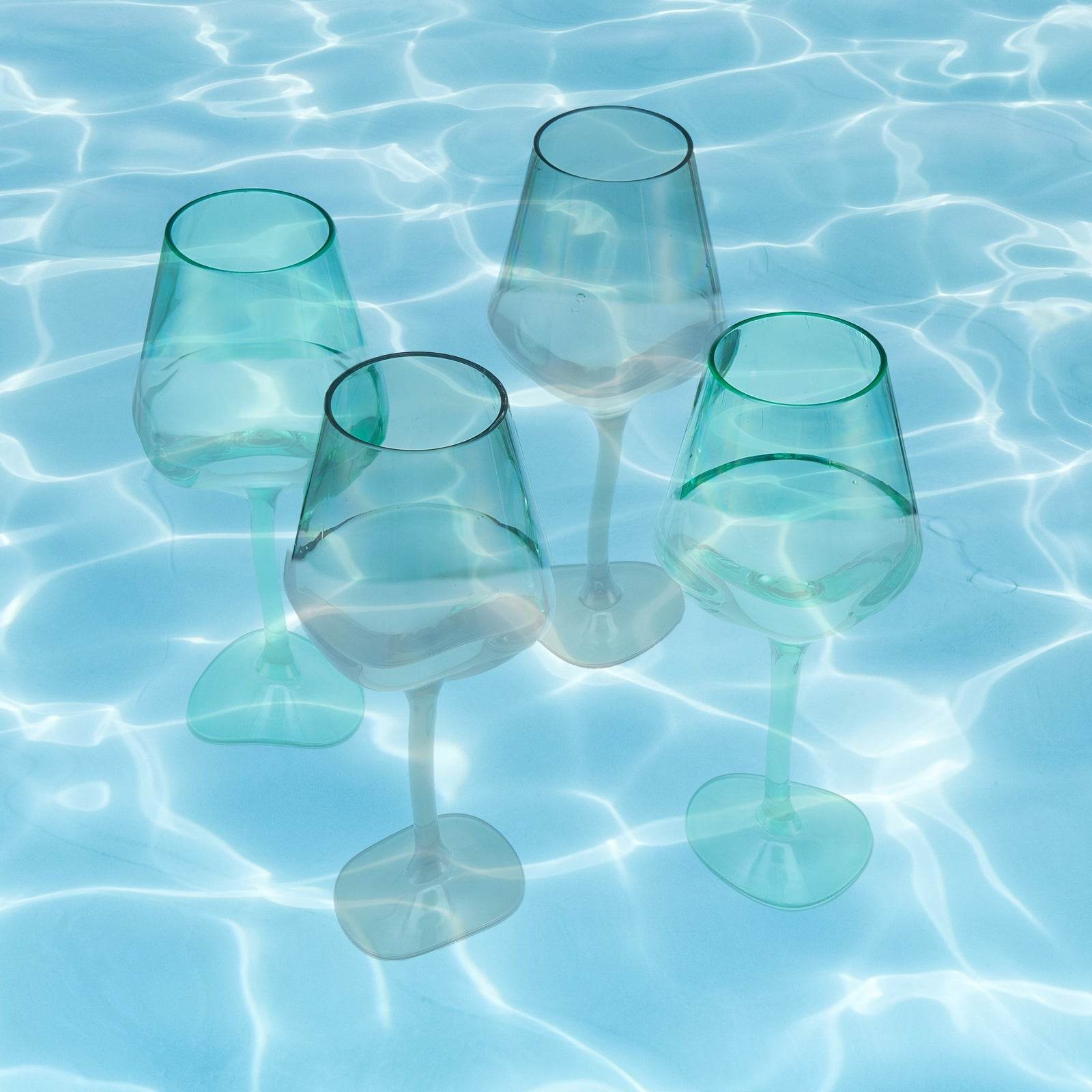 Floating Wine Glasses for Pool - Set of 2-15 OZ Shatterproof Poolside Wine Glasses, Tritan Plastic Reusable, Beach Outdoor Cocktail, Wine, Champagne, Water Glassware Spring Summer (Muted Green) - Metromarketstore