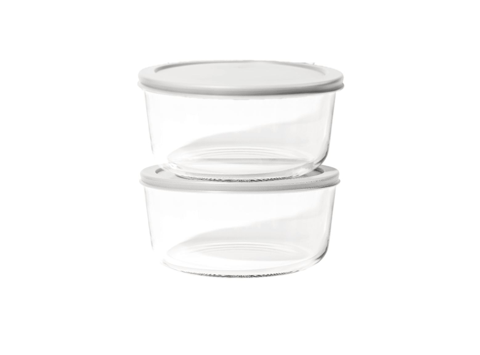Glass Food Storage Containers - 4 Piece 6.55 Cup (2 Containers + 2 Lids) Set, Grey - Metromarketstore