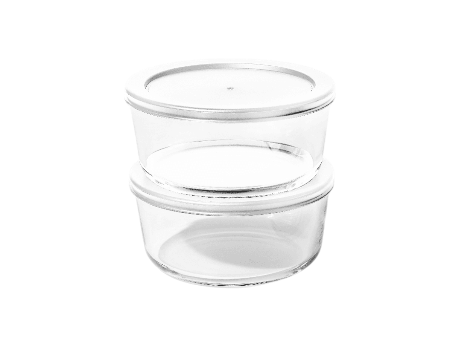 Glass Food Storage Containers - 4 Piece 6.55 Cup (2 Containers + 2 Lids) Set, White - Metromarketstore