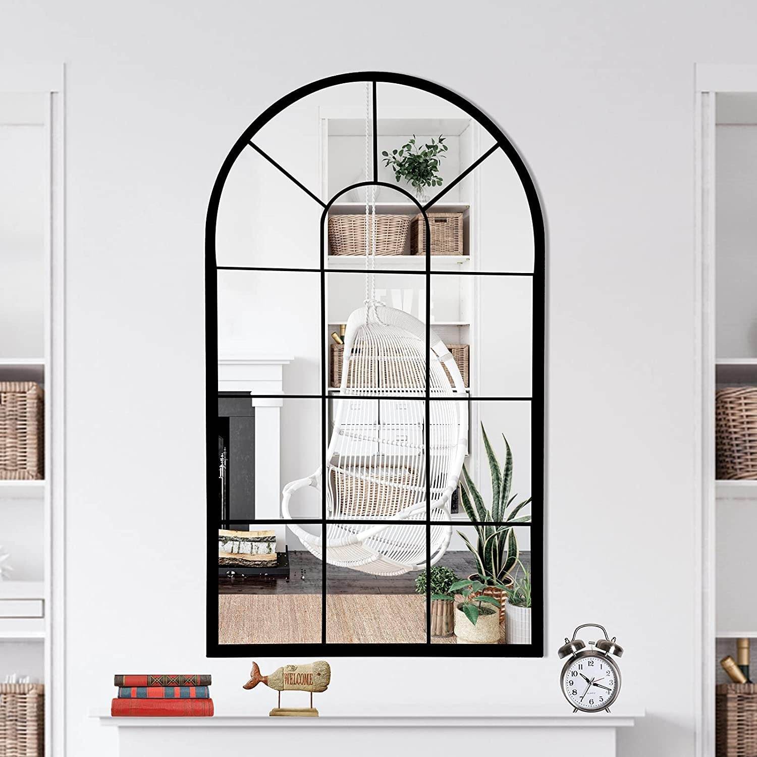 Wall Mirror Window Decorative Arch (Black,41.3”X 24” X1”) - Metromarketstore