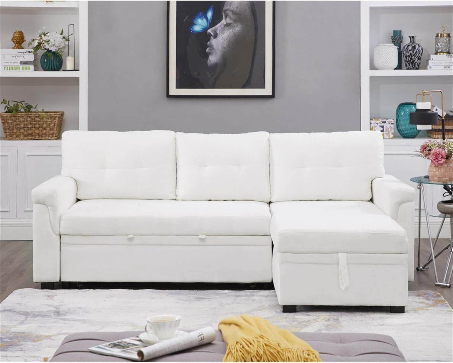 L-Shape Velvet Sleeper Sofa with Storage - Metromarketstore