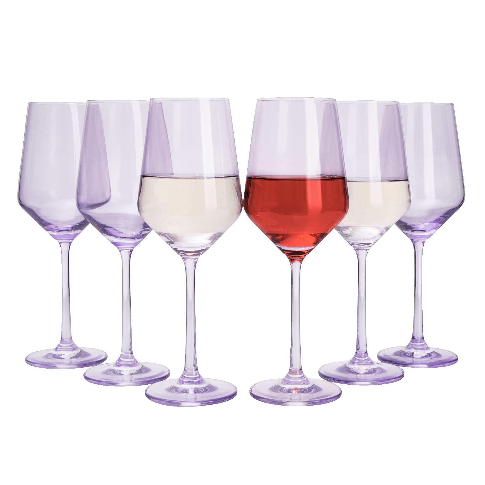 Set of 6 Colored Wine Glasses - 12 oz Hand Blown Italian Style Crystal Bordeaux Wine Glasses - Premium Stemmed Colored Glassware - Unique Drinking Glasses (6, Lavender Purple) - Metromarketstore