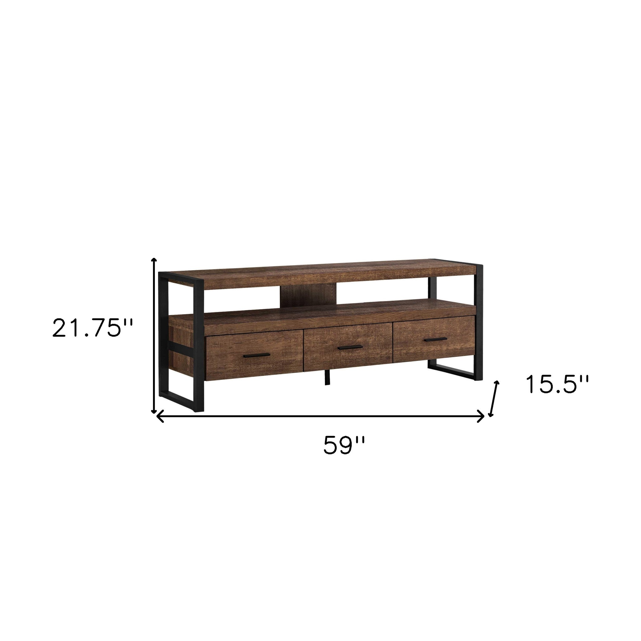 59" Brown and Black Cabinet Enclosed Storage TV Stand-3