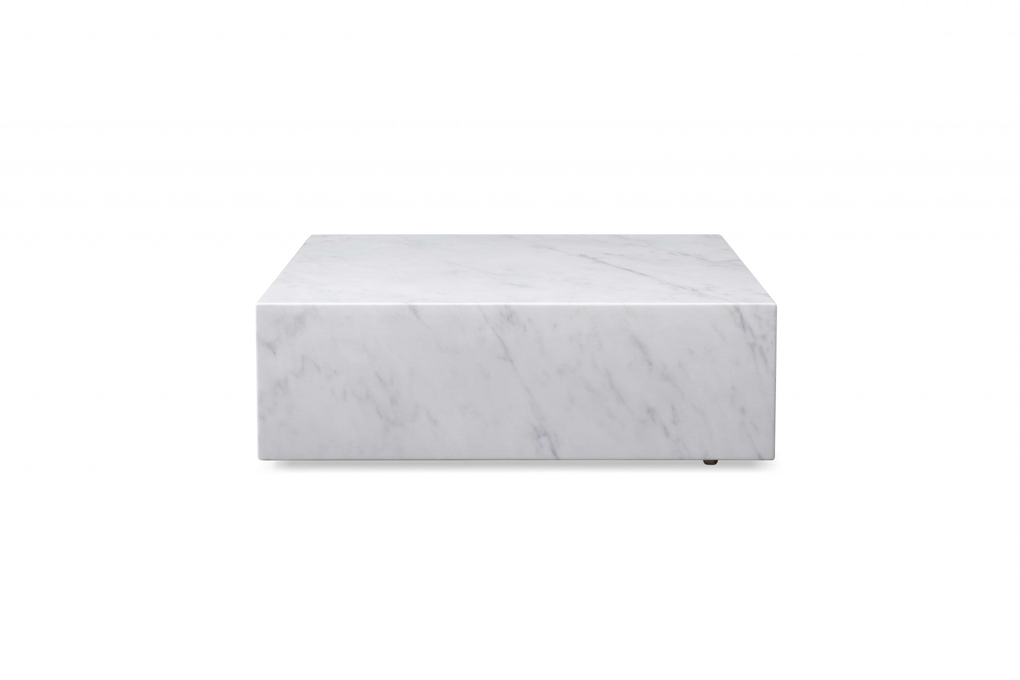 35" White Genuine Marble And Brass Square Coffee Table-1