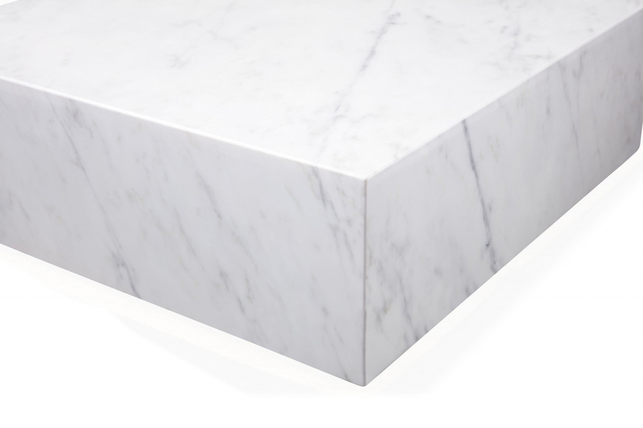 35" White Genuine Marble And Brass Square Coffee Table-5