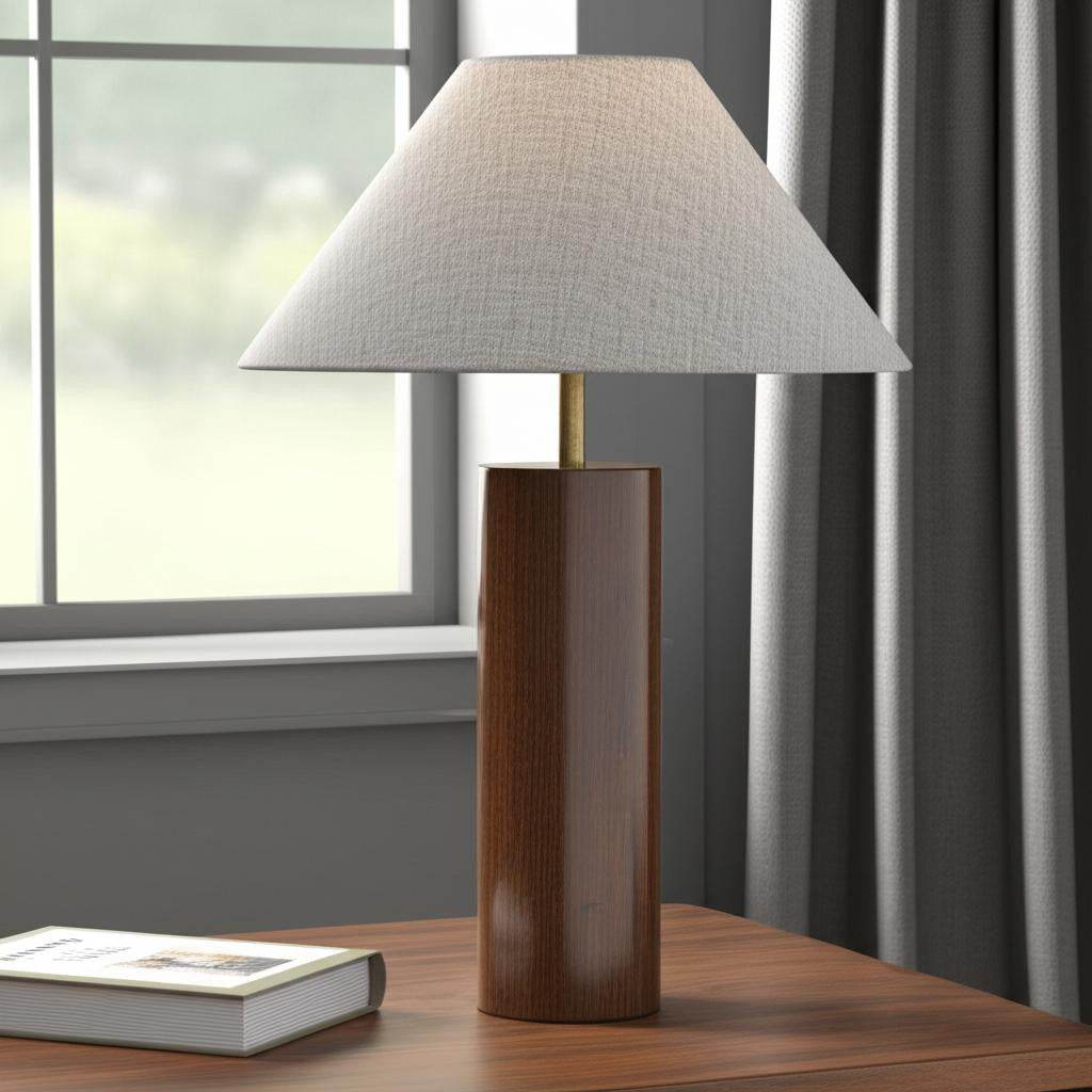Canopy Walnut Wood Block Table Lamp - Metromarketstore