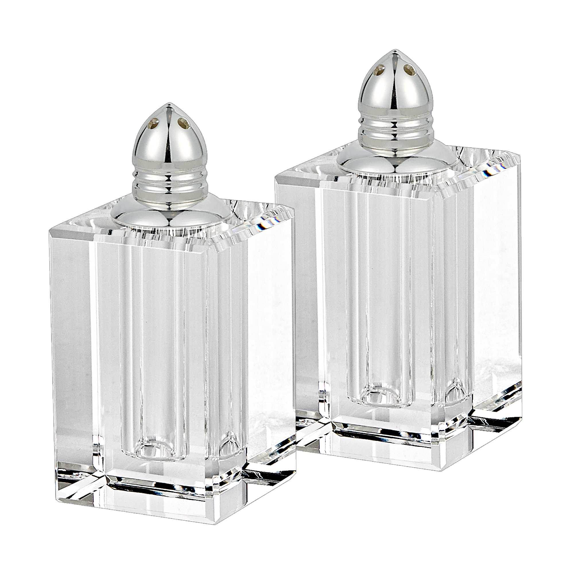 Set of Two Clear And Silver Crystal Pepper Shakers - Metromarketstore