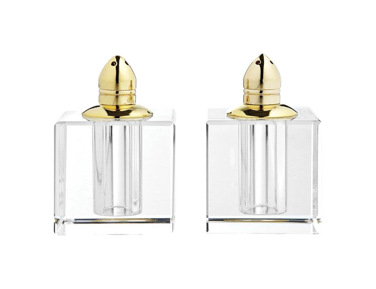 Set of Two Clear And Gold Crystal Pepper Shakers - Metromarketstore