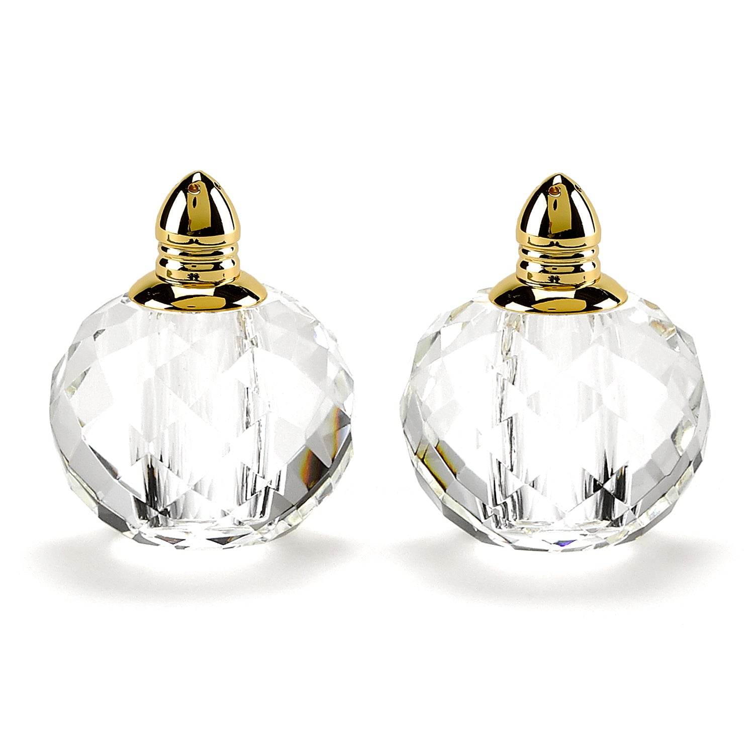 Set of Two Clear And Gold Crystal Geometric Pepper Shakers - Metromarketstore