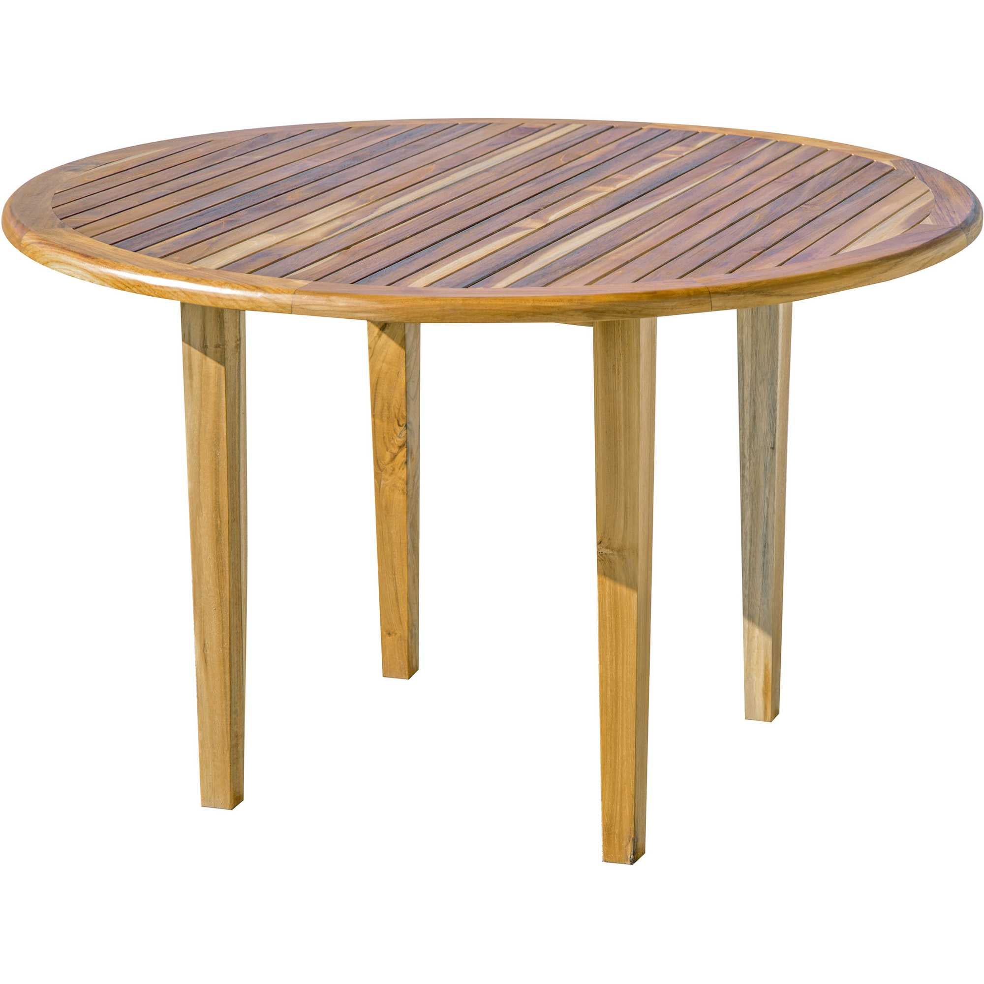 48" Natural Rounded Solid Wood Outdoor Dining Table-1