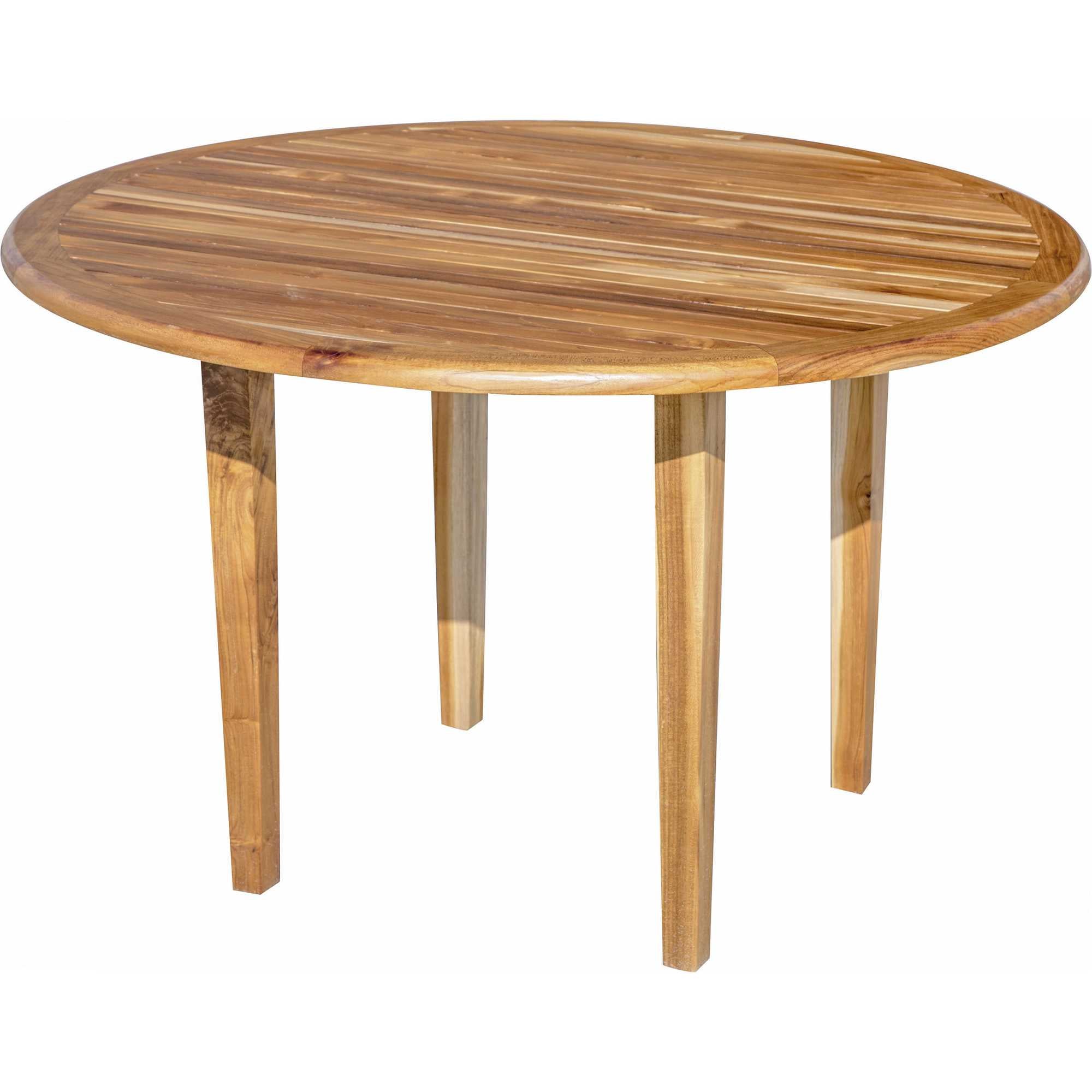 48" Natural Rounded Solid Wood Outdoor Dining Table-2