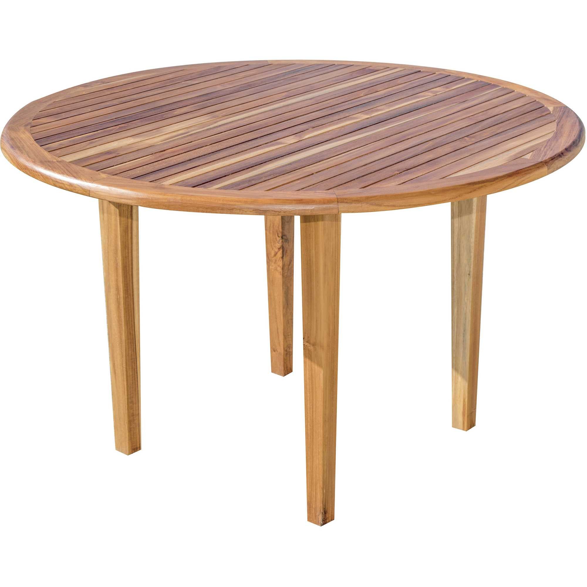 48" Natural Rounded Solid Wood Outdoor Dining Table-4