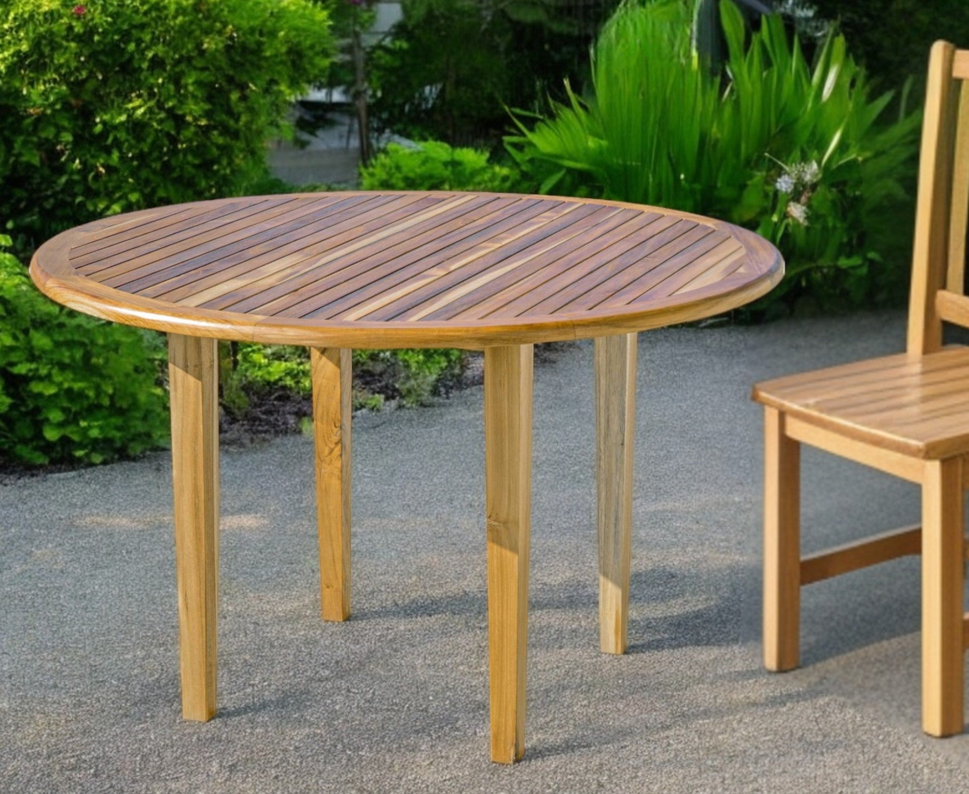 48" Natural Rounded Solid Wood Outdoor Dining Table-0
