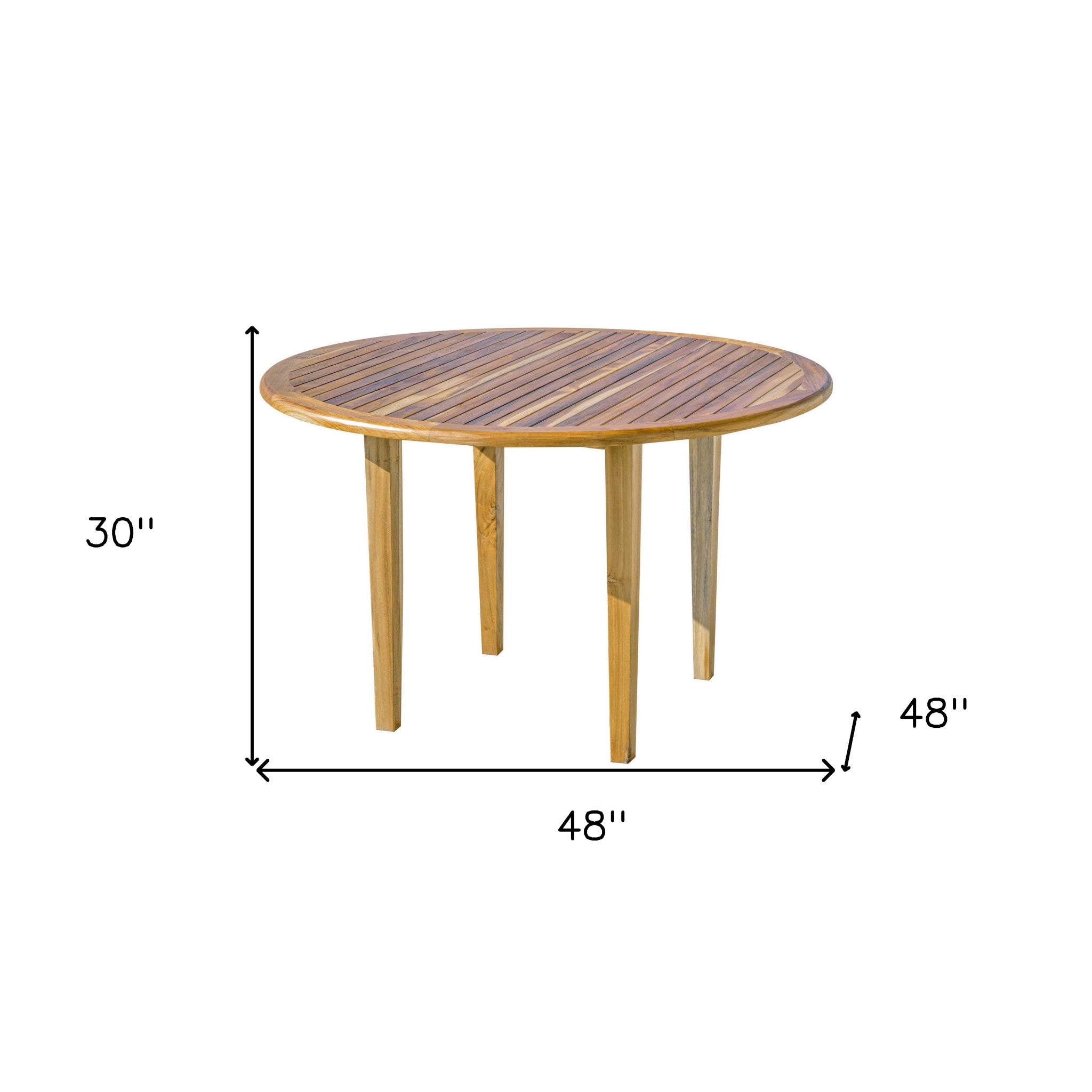 48" Natural Rounded Solid Wood Outdoor Dining Table-7