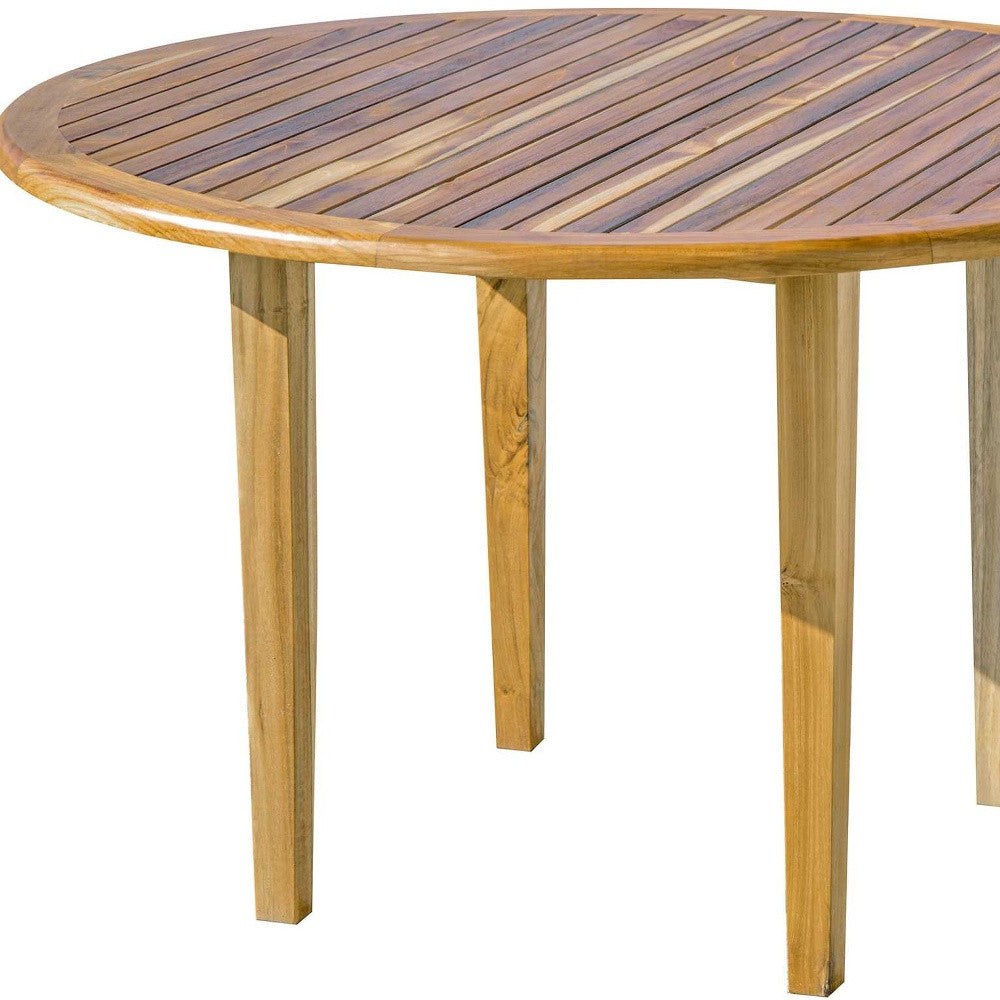 48" Natural Rounded Solid Wood Outdoor Dining Table-5