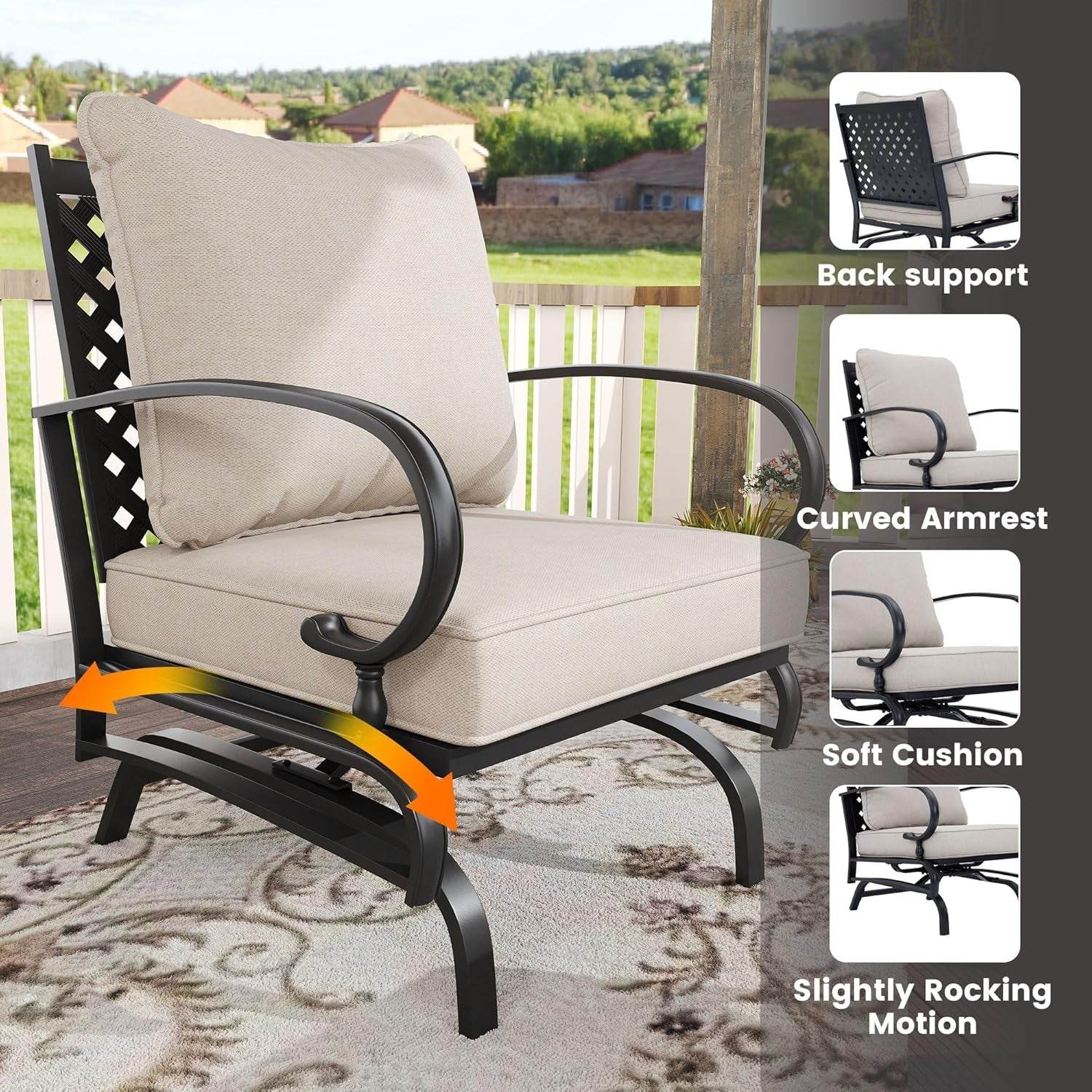 Five Piece Outdoor Patio Furniture Set with Cushions - Metromarketstore
