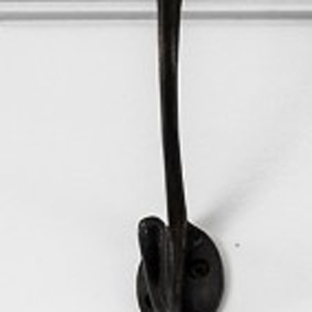 51" White Solid Wood Eight Hook Wall Mount Coat Rack-3