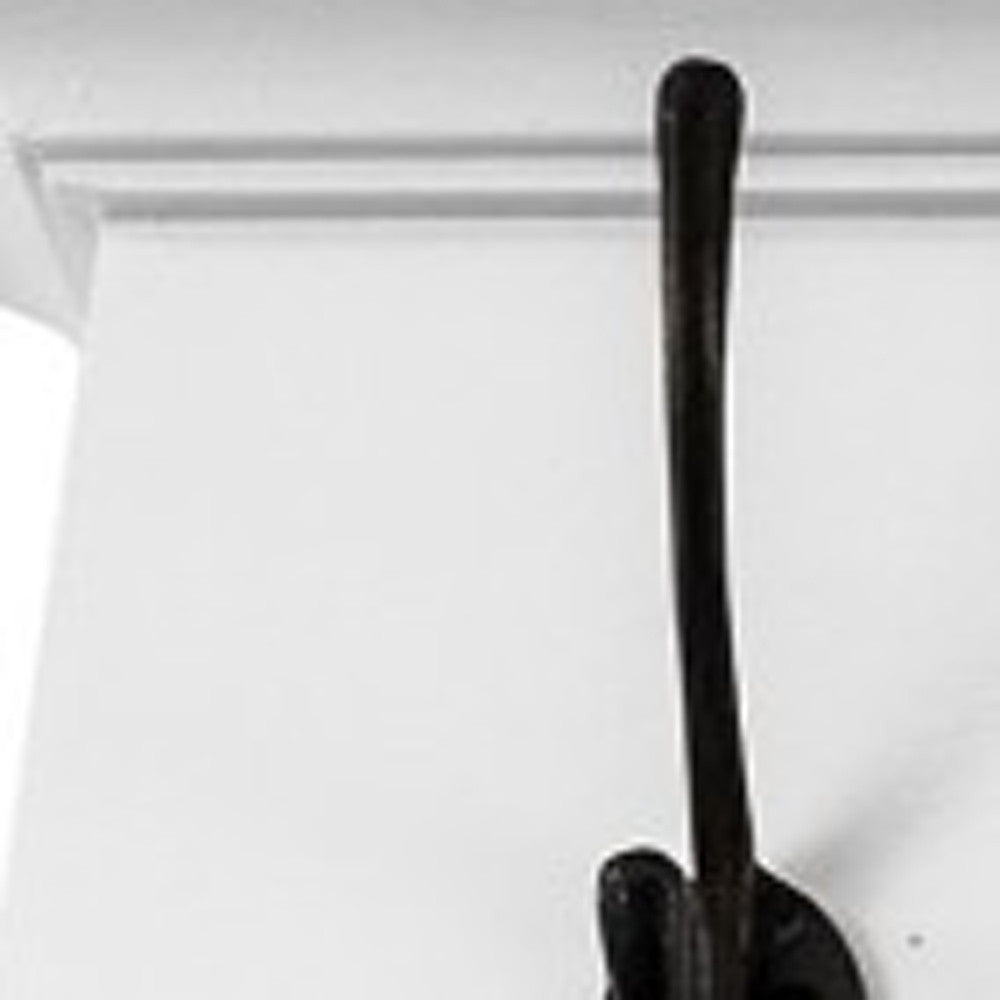 51" White Solid Wood Eight Hook Wall Mount Coat Rack-5