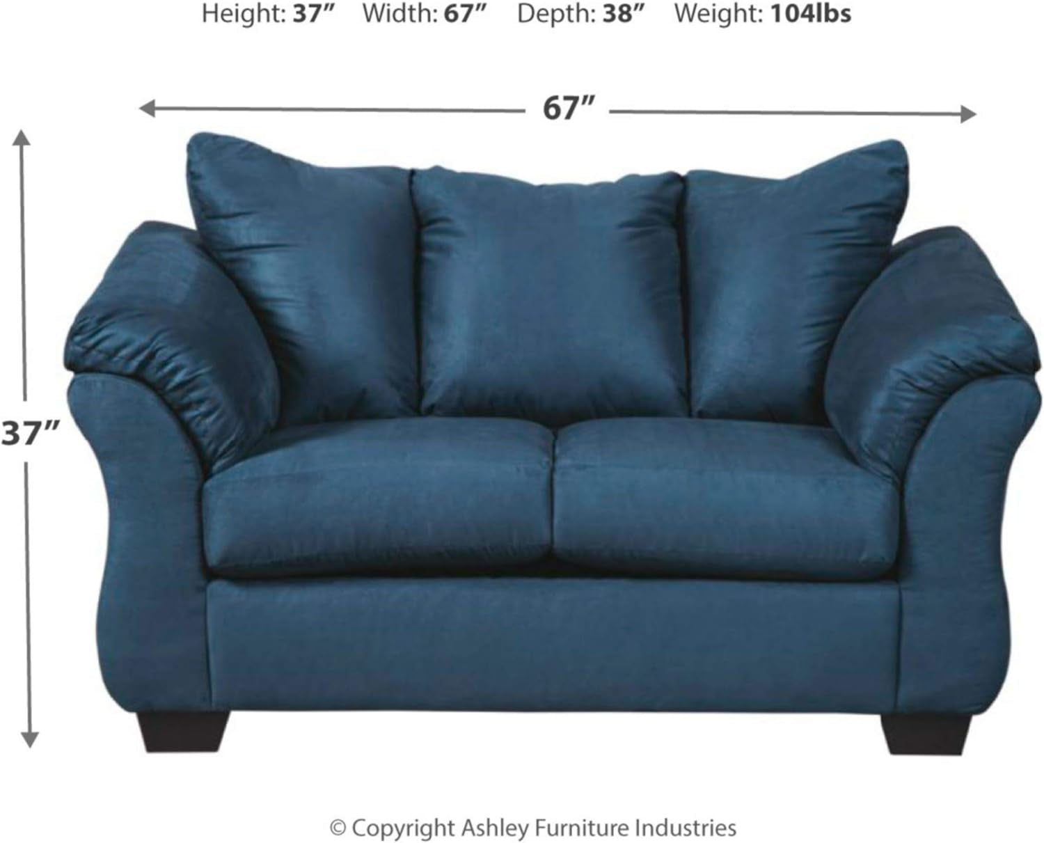 Plush Loveseat - Dark Blue-2