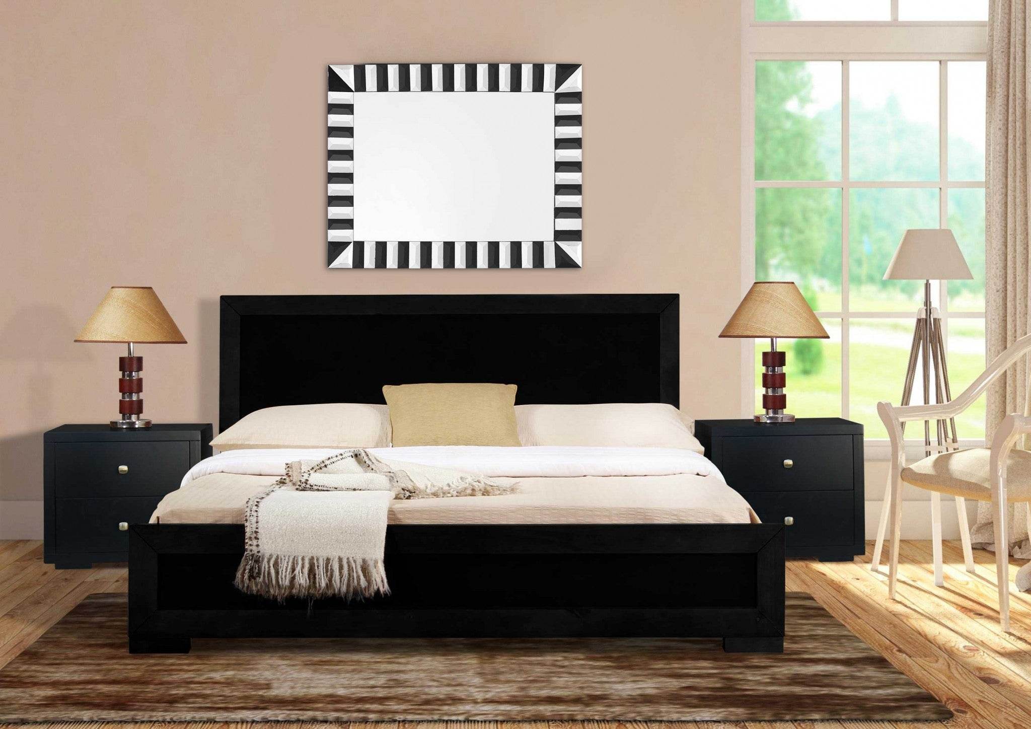Moma Black Wood Platform Twin Bed With Nightstand - Metromarketstore