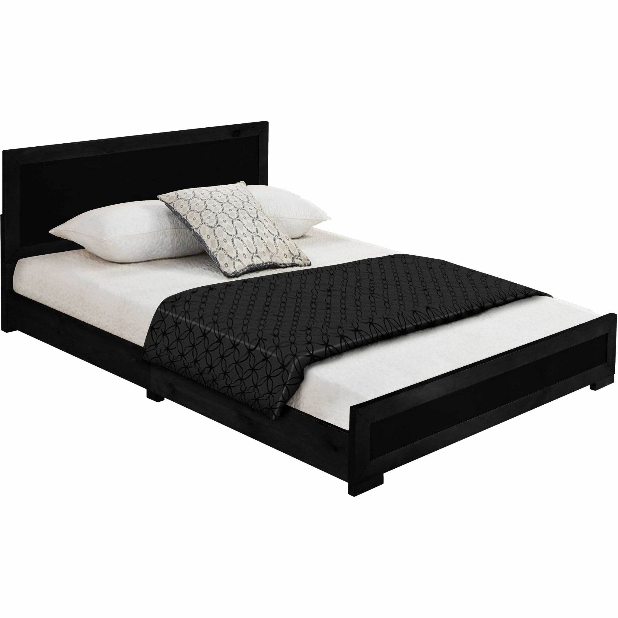 Moma Black Wood Platform Twin Bed With Nightstand - Metromarketstore