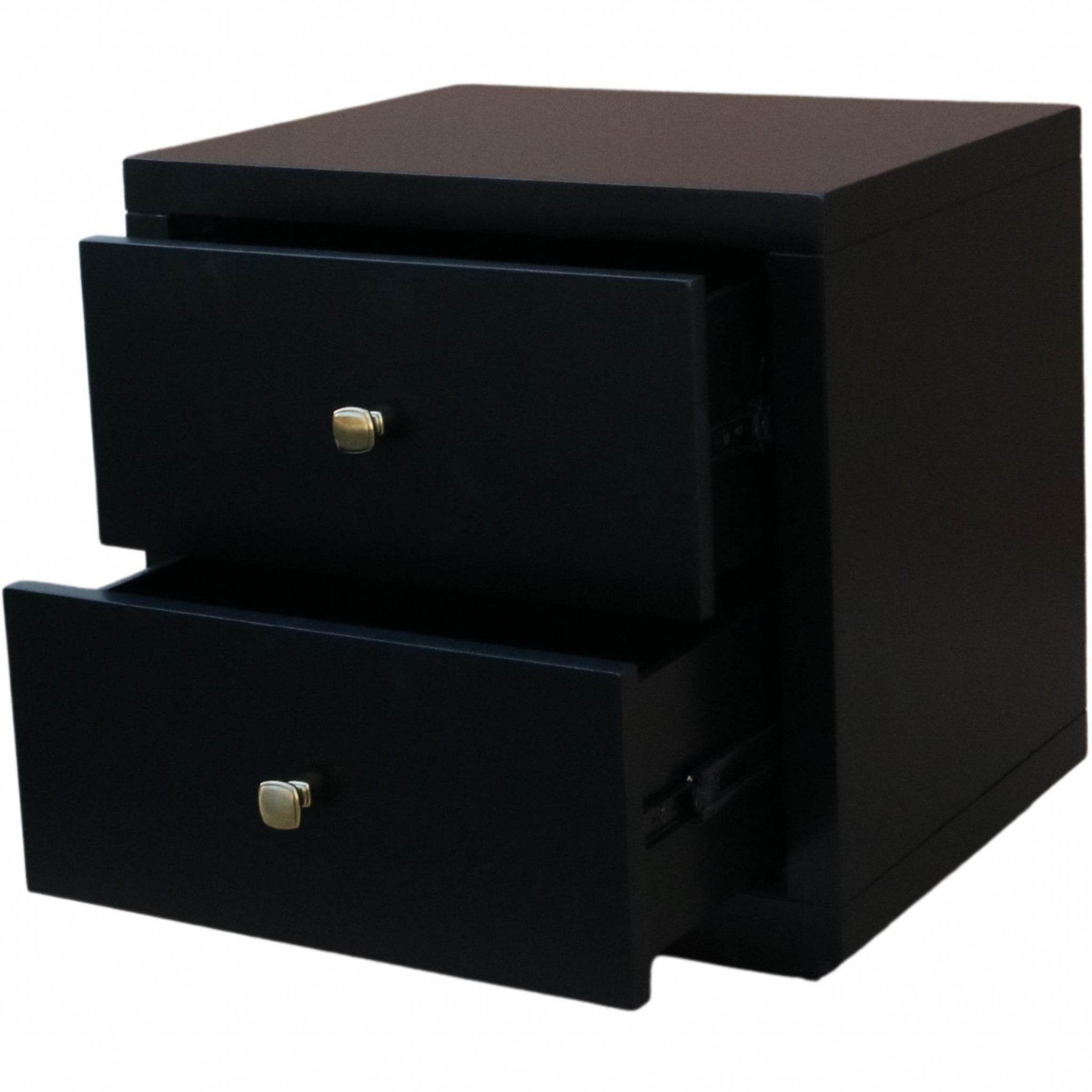 Moma Black Wood Platform Twin Bed With Nightstand - Metromarketstore