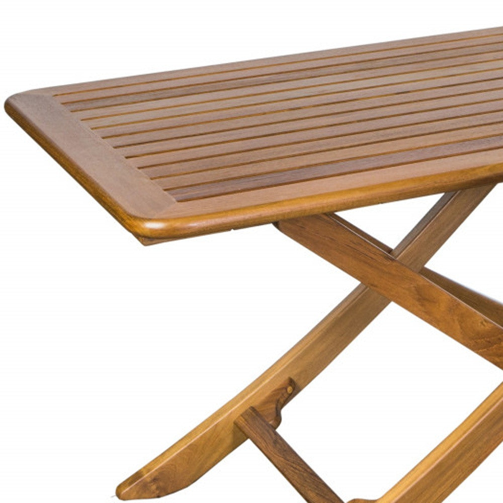 43" Brown Solid Wood Folding Outdoor Picnic Table-2