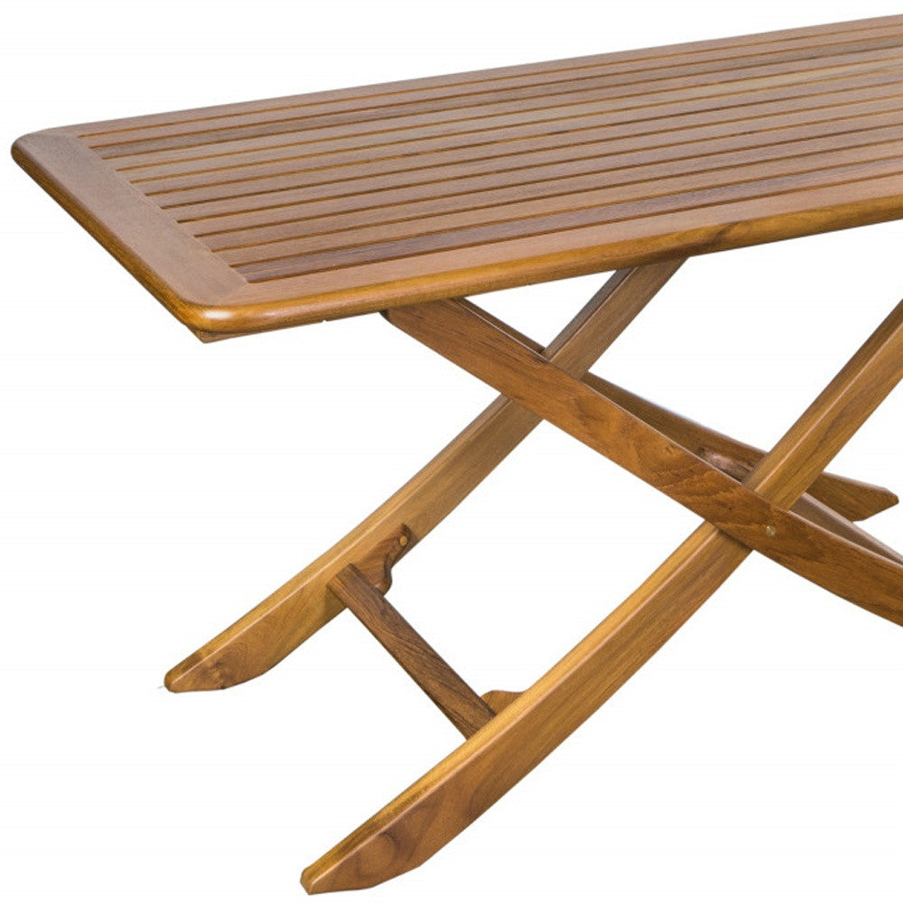 43" Brown Solid Wood Folding Outdoor Picnic Table-3