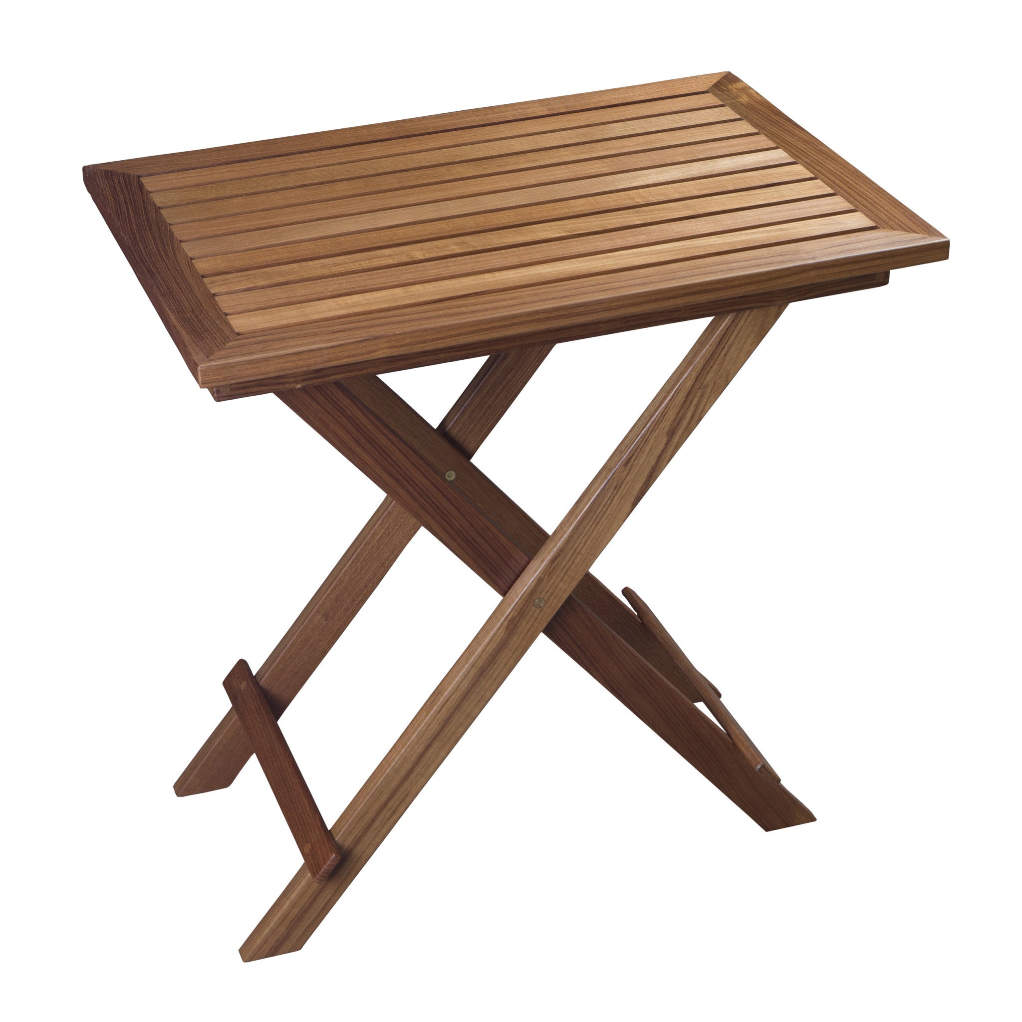 28" Brown Solid Wood Folding Outdoor Side Table-2