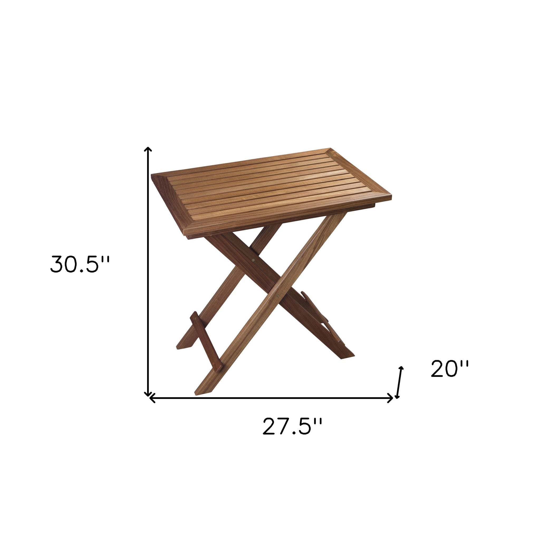 28" Brown Solid Wood Folding Outdoor Side Table-3