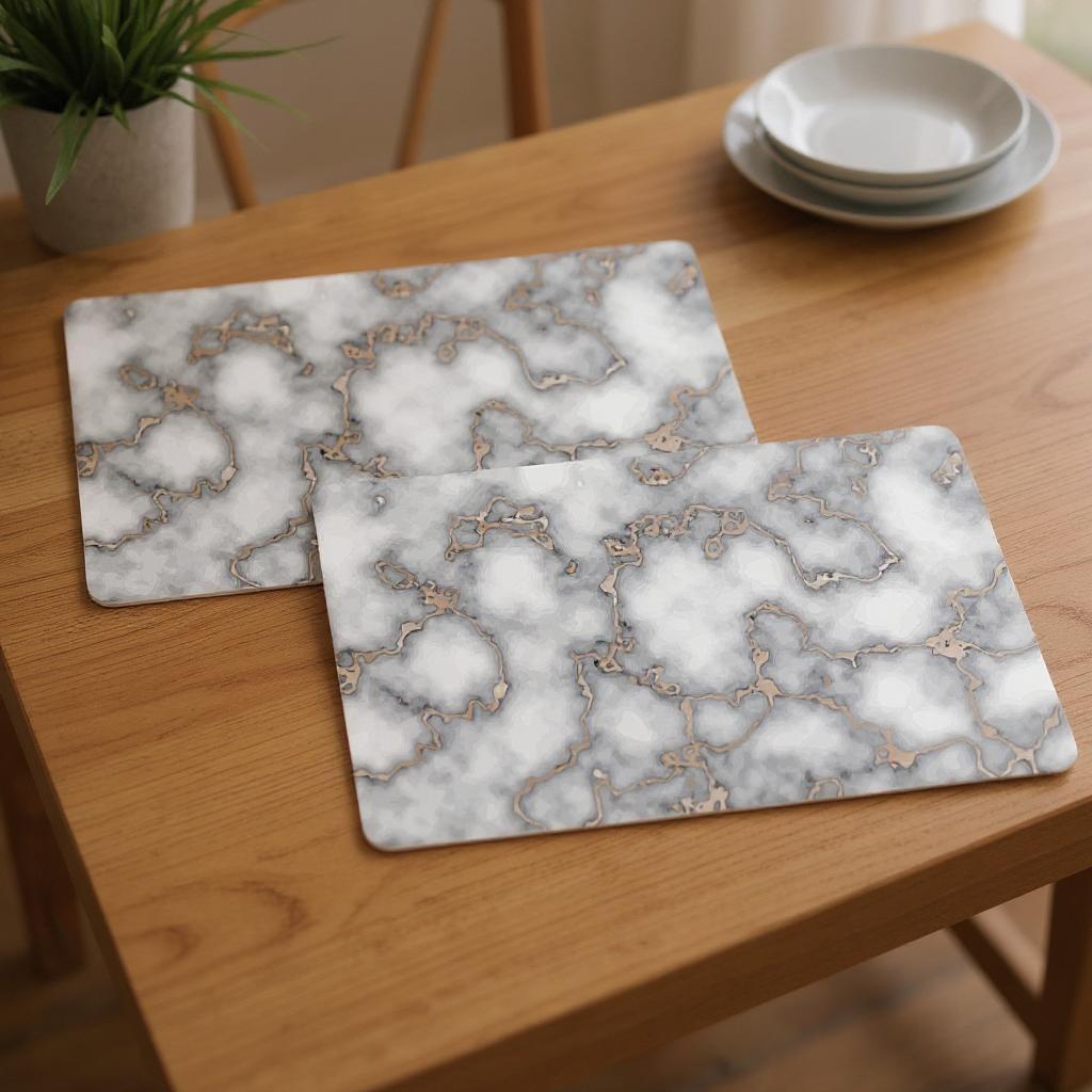 12" X 18" Gray And Gold Abstract Agglomerated cork Placemats - Metromarketstore
