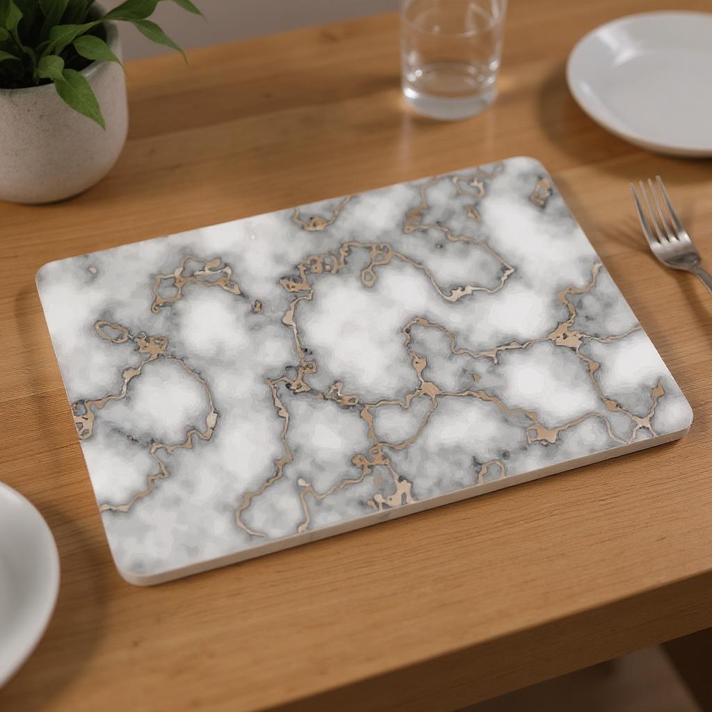 12" X 18" Gray And Gold Abstract Agglomerated cork Placemats - Metromarketstore