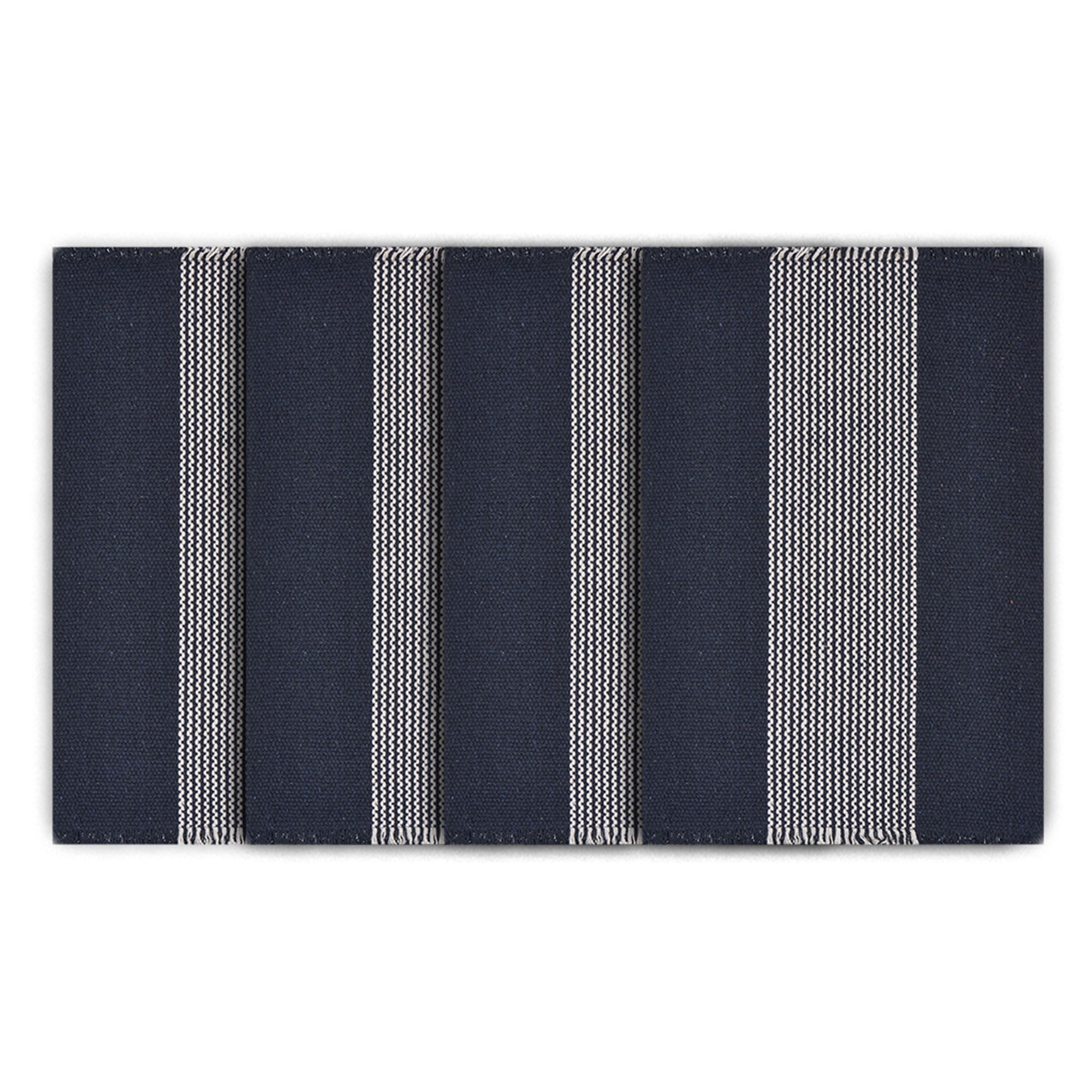 19" Set of Four Navy Blue And White Striped Cotton Placemats - Metromarketstore