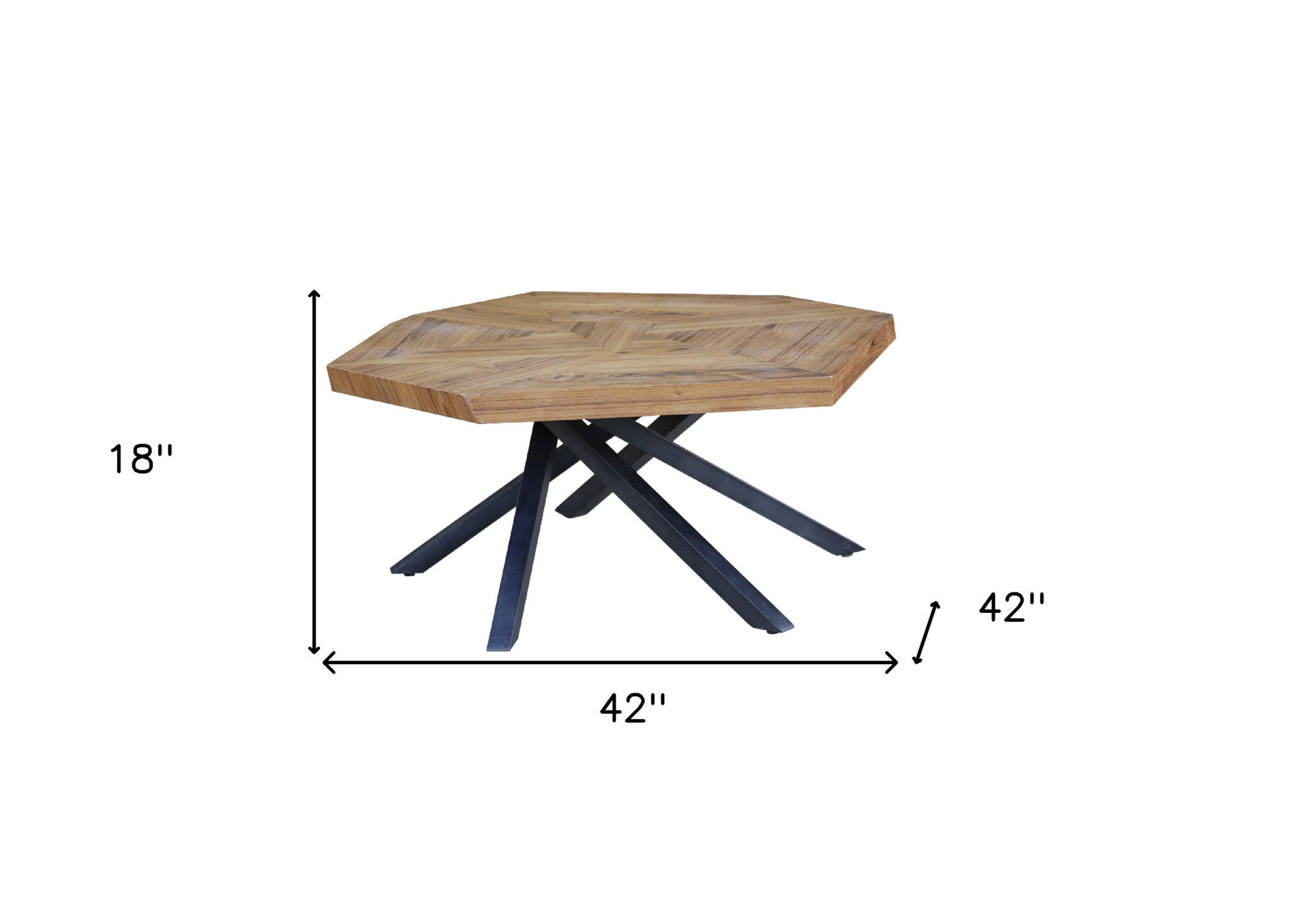 42" Brown And Black Wood And Iron Free Form Coffee Table - Metromarketstore