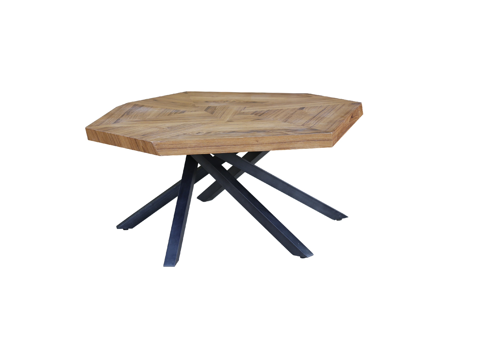 42" Brown And Black Wood And Iron Free Form Coffee Table - Metromarketstore
